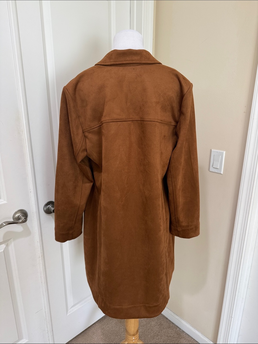 J. Jill Wearever Women’s Faux Suede in Hickory Bark Brown Duster Long Coat XL - Picture 6 of 9